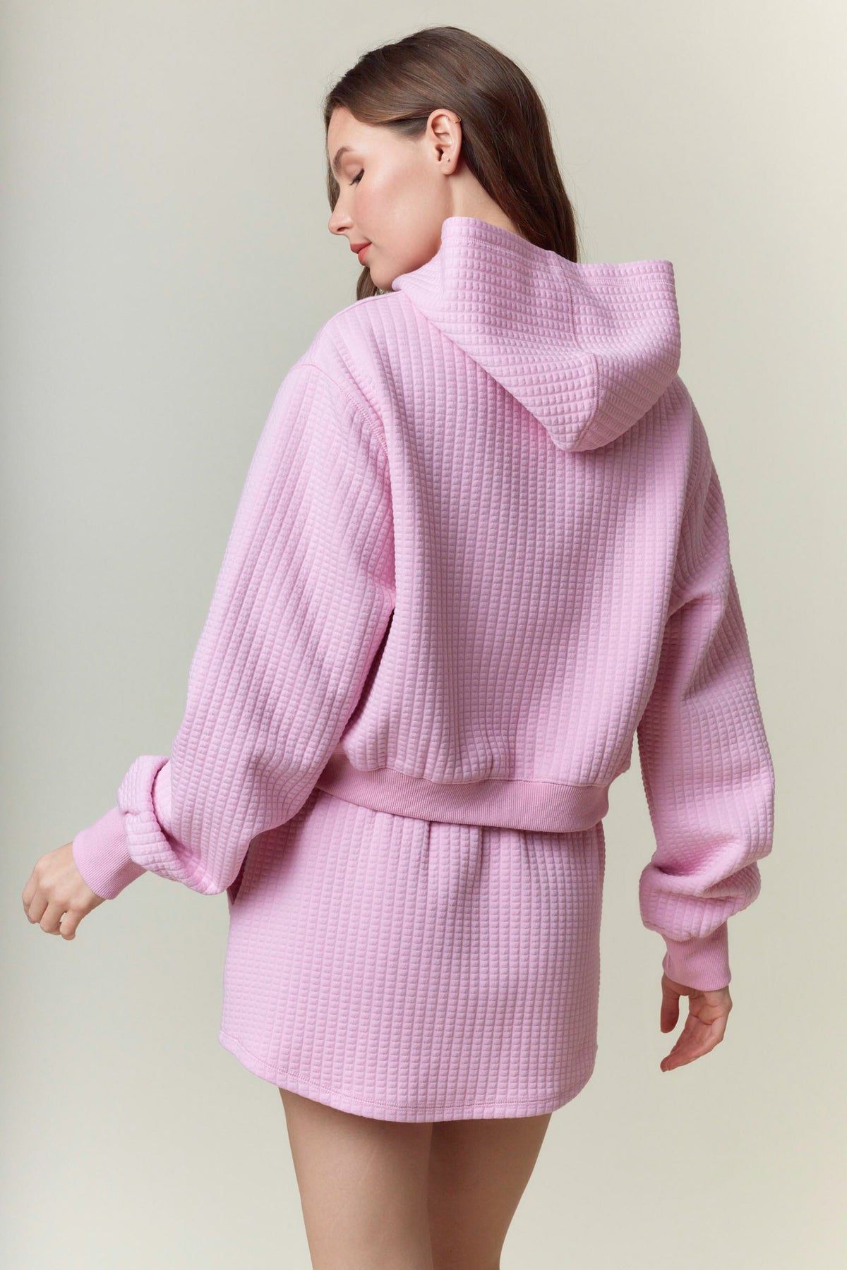 Quilted Cotton Knit Hoodie/Skirt Set