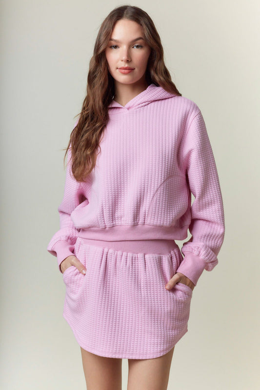 Quilted Cotton Knit Hoodie/Skirt Set