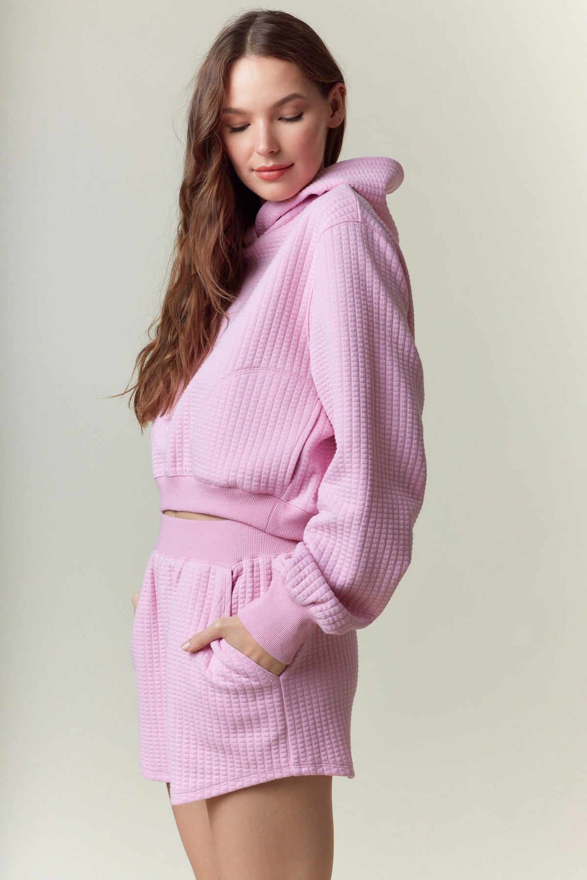 Quilted Cotton Knit Hoodie/Skirt Set