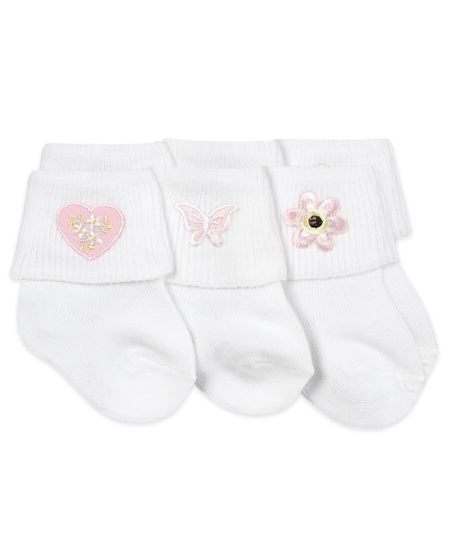Jefferies Socks Baby Girl Applique Collection Turn Cuff Socks