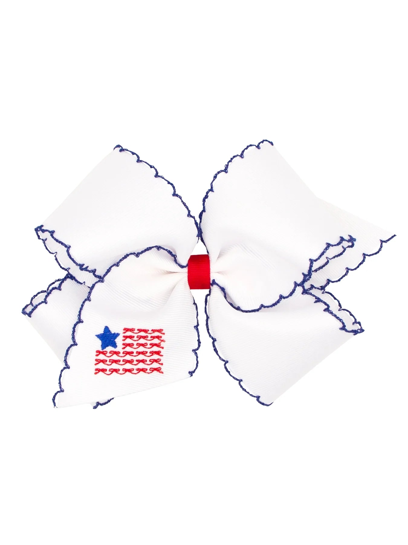 Patriotic Embroidered Moonstitch Bow