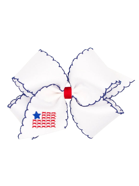 Patriotic Embroidered Moonstitch Bow