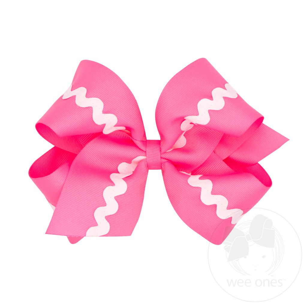 King Grosgrain with Ric-Rac Trim Hair Bow