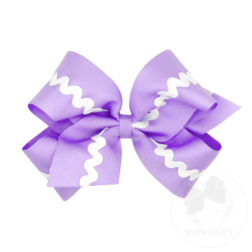King Grosgrain with Ric-Rac Trim Hair Bow