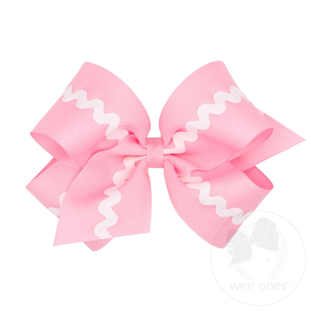 King Grosgrain with Ric-Rac Trim Hair Bow