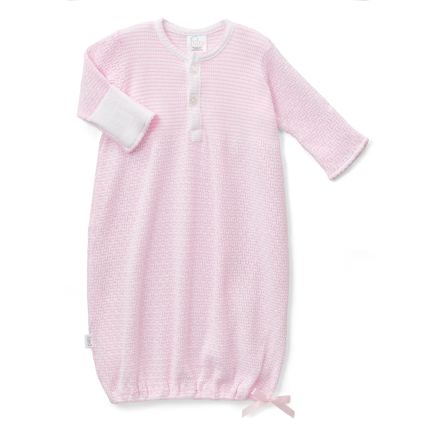 Paty Knit Solid Color Placket Gown- Pink