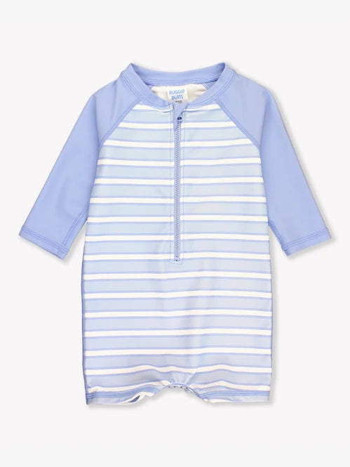 Periwinkle Blue & Windsurfer Stripe Long sleeve one pc. Rashguard