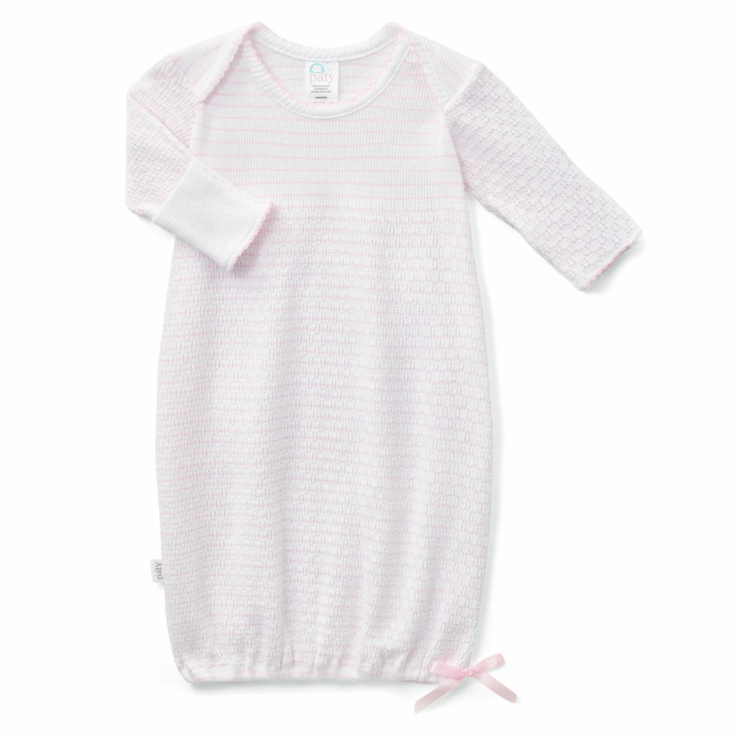 Paty Knit Overlap Shoulder Pinstripe Gown