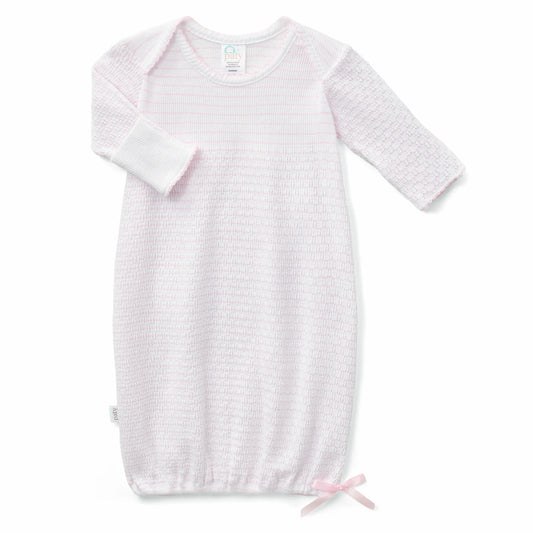 Paty Knit Overlap Shoulder Pinstripe Gown