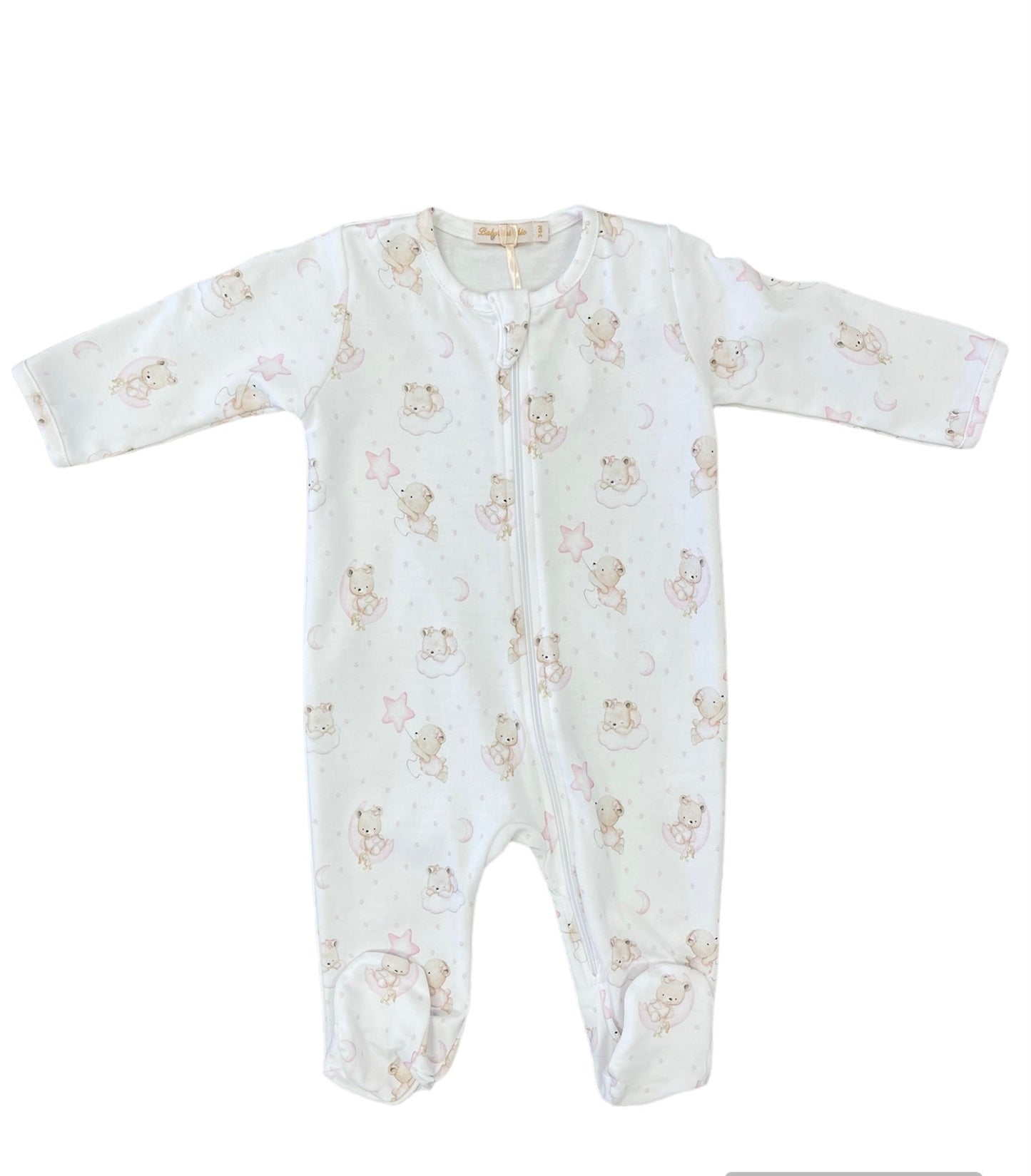 Sleep Tight Bear Pink Zipped Footie