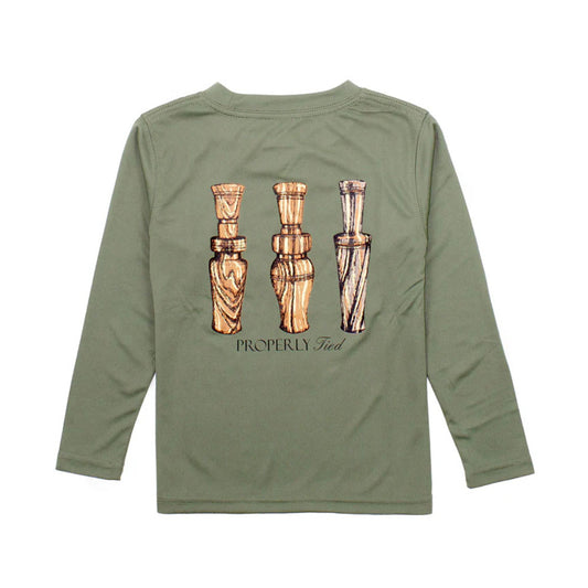 Boys Performance Tee LS Duck Calls Olive