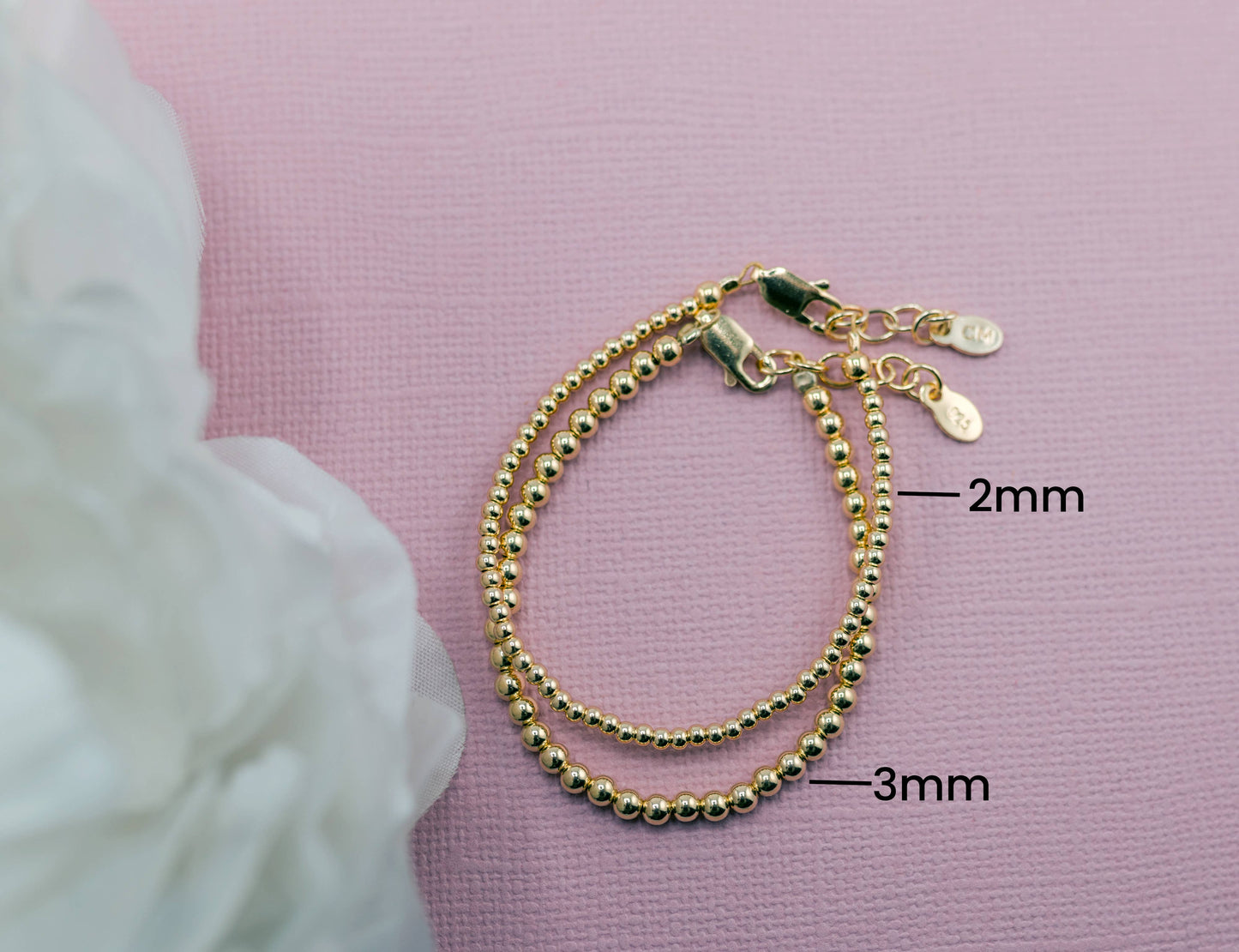 14K Gold-Plated SterlingSilver Baby or Girls Beaded Bracelet