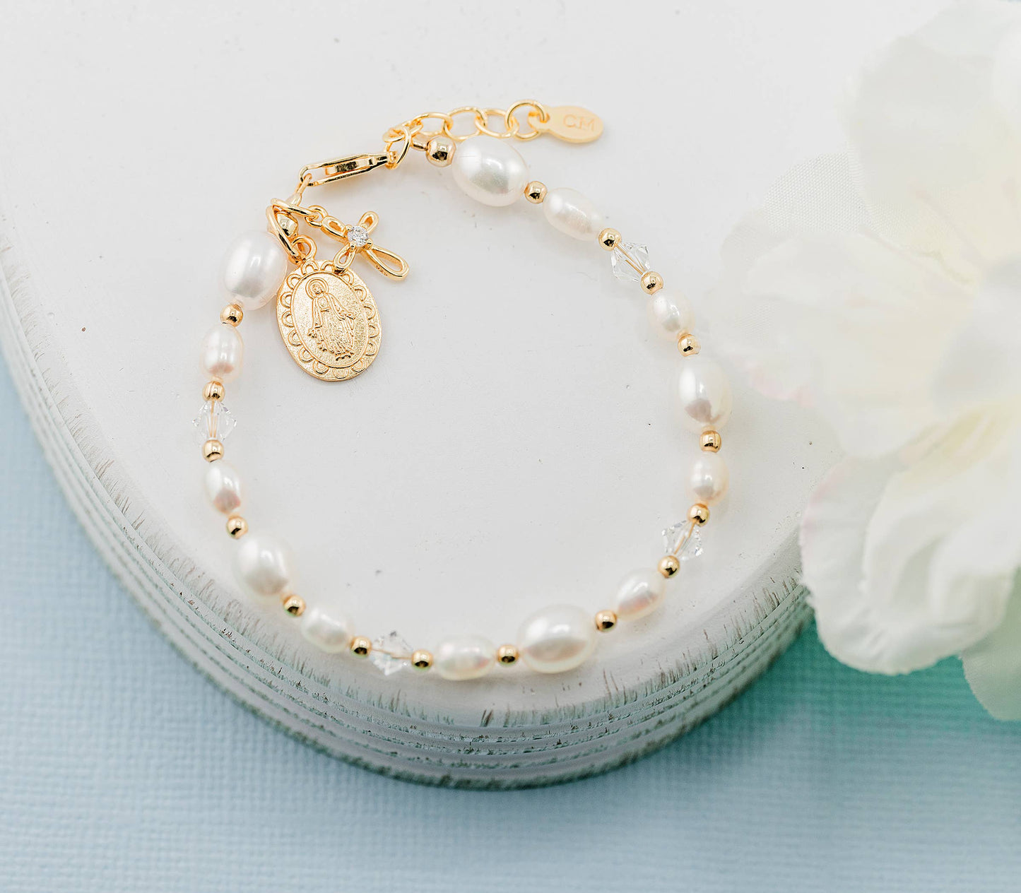 14K Gold-Plated First Communion Bracelet with Miraculous