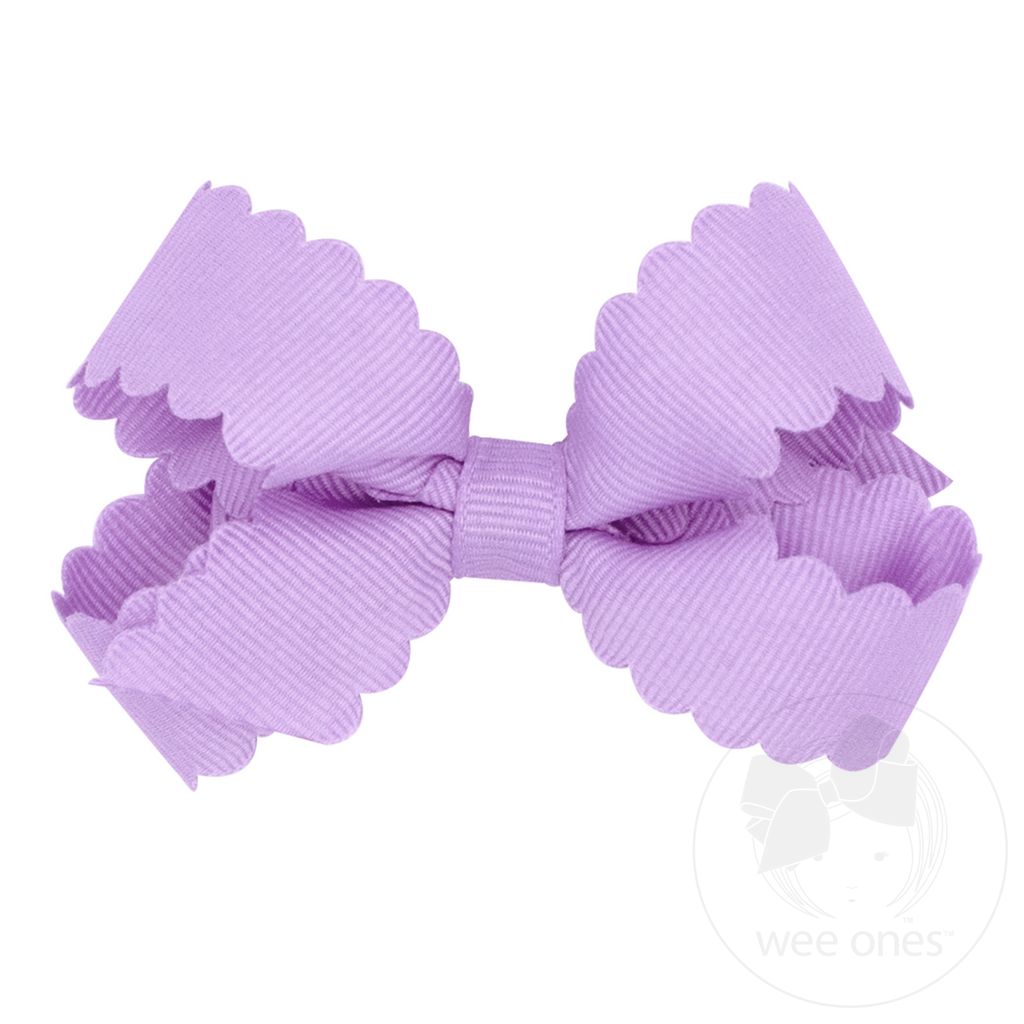 Mini Grosgrain Hair Bow with Scalloped Edge