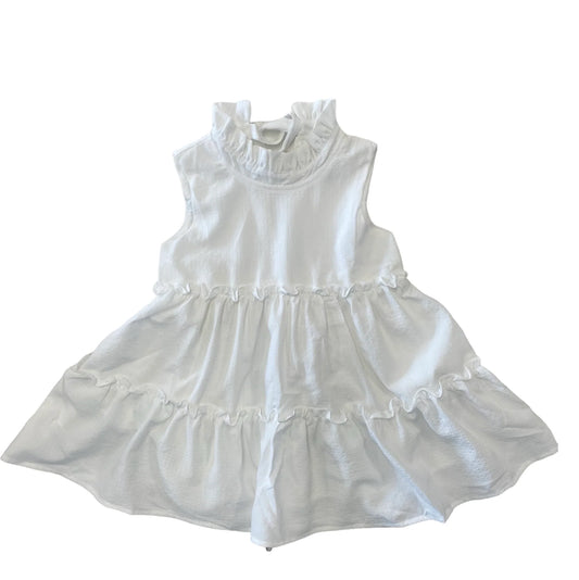 White Stripe Sleeveless Tier Dress