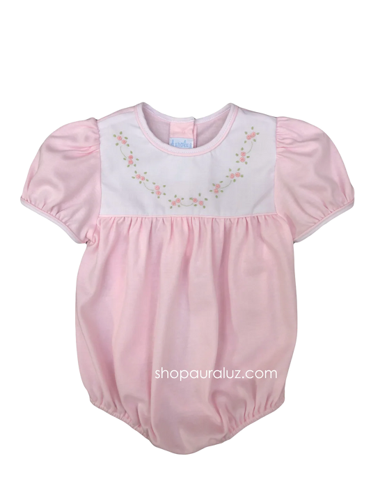Auraluz Knit Girl Bubble..Pink with embroidered tiny buds
