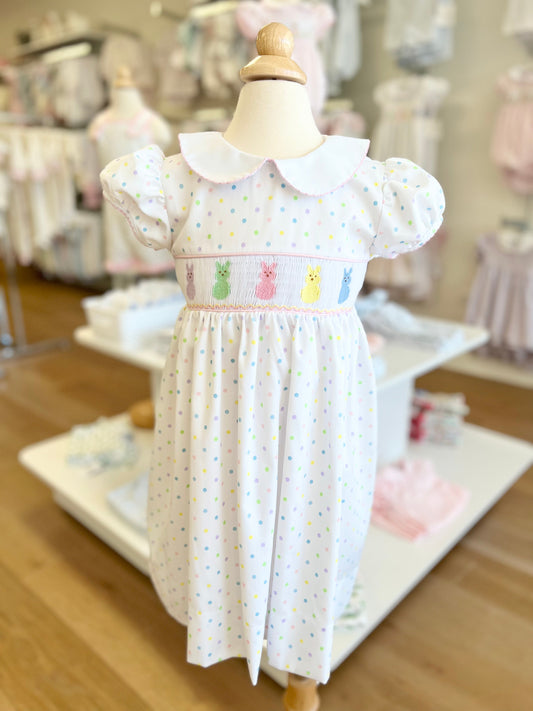 Rose Peep Smocked Dress