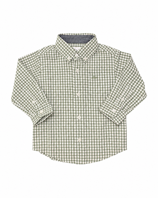 LS Dress Shirt Green Gingham