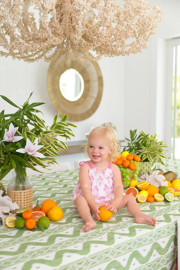 Bridgetown Harbour Hand Block/Winter Park Pink Rosie Romper