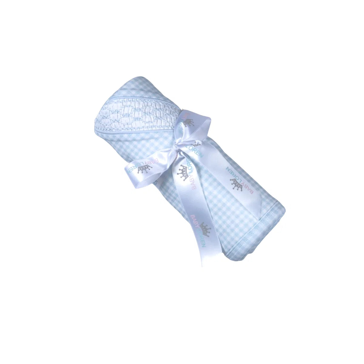 Blue gingham clsssic Pima Hand Smocked Blanket
