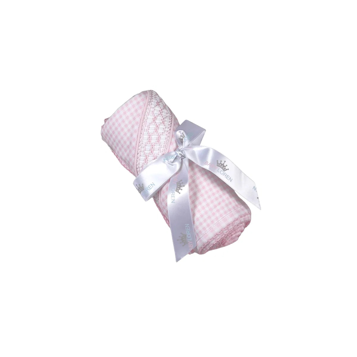 Pink gingham clsssic Pima Hand Smocked Blanket