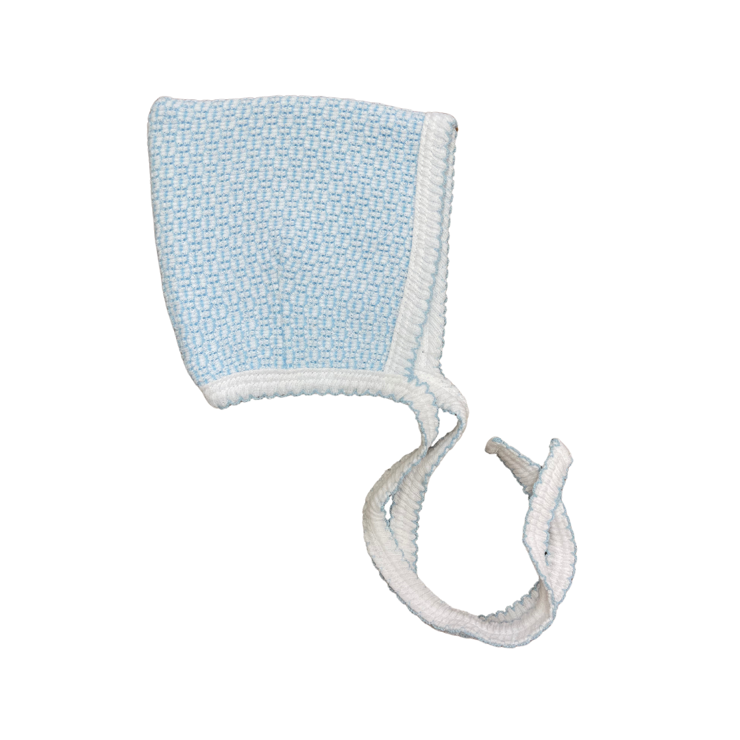 Paty Knit Solid Color Bonnet- Blue