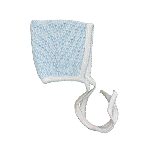 Paty Knit Solid Color Bonnet- Blue