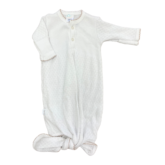 Paty Knit Knotted Placket Gown with Tan Trim
