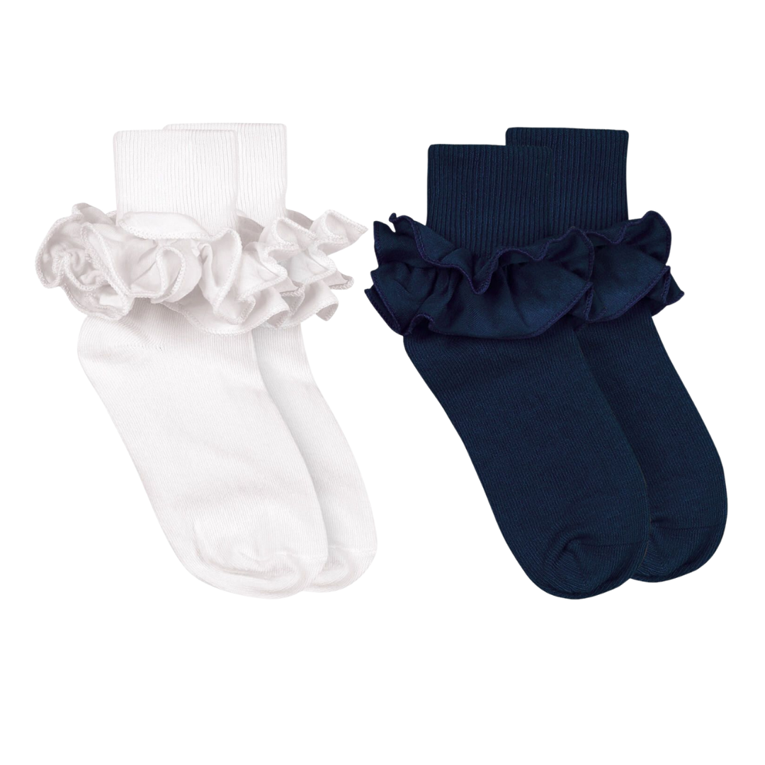 Misty Ruffle Lace Turn Cuff Socks