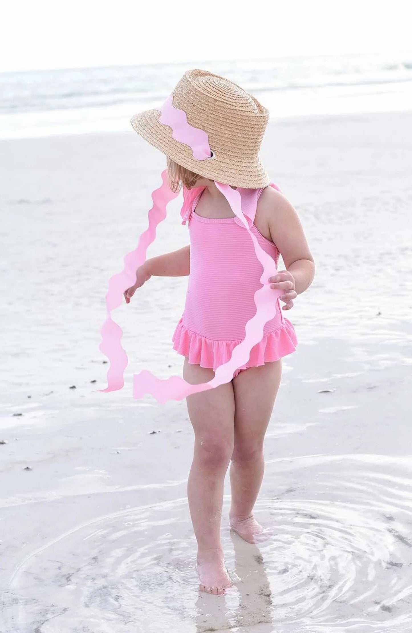 Pink Scallop Ribbon Harbor Hat