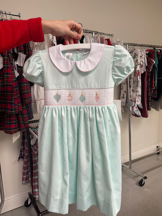 Mint Ornament Smocked Dress