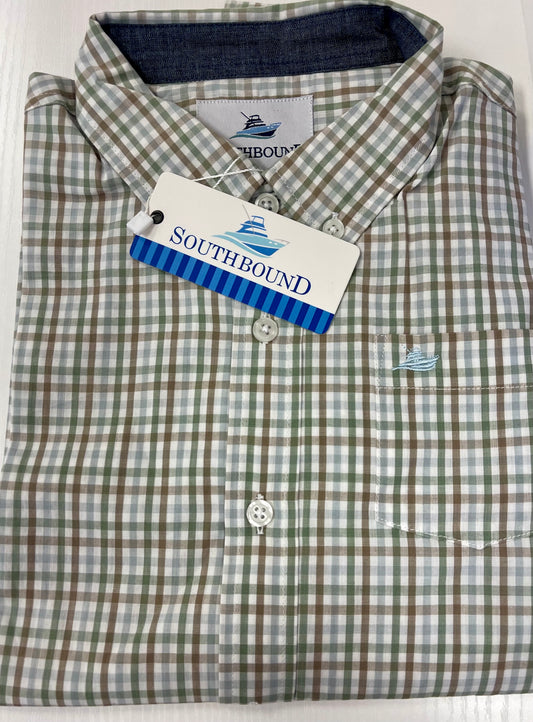 Southbound LS Dress Shirt-Green/Shadow