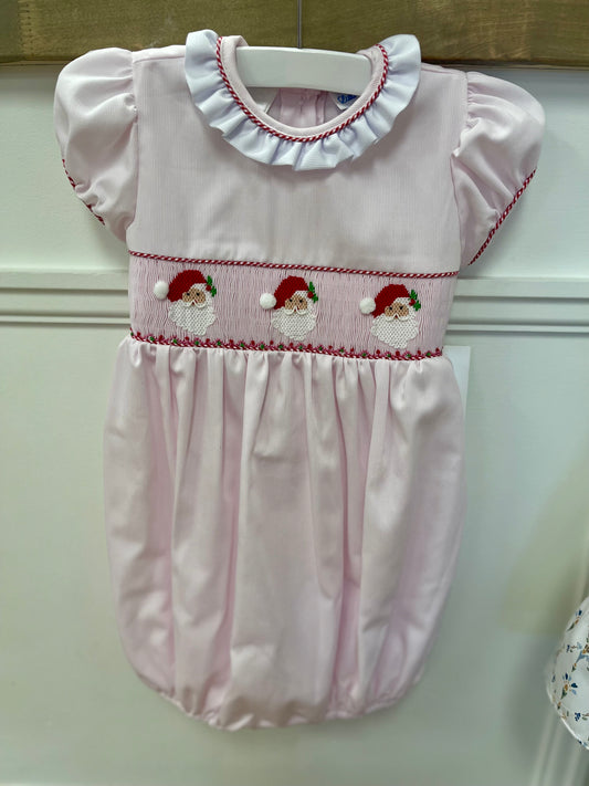 Pink Santa Smocked Bubble