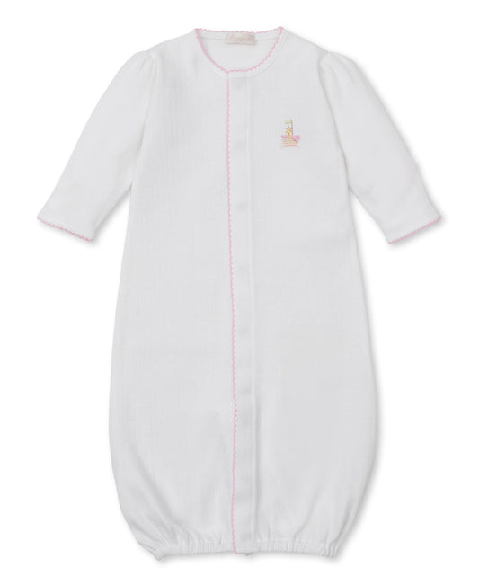 Kissy Kissy Premier Noah's Ark Converter Gown W/Hand Embroidery White/Pink