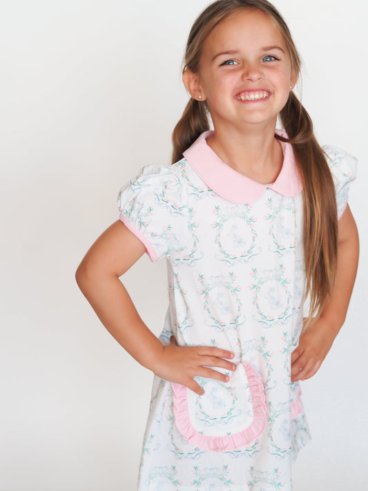 Wreath Bunny Pink Day Dress