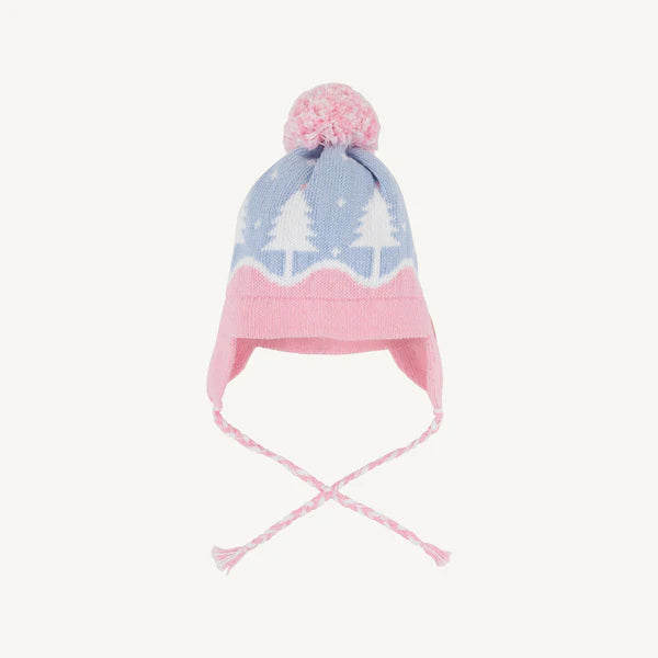 Parrish Pom Pom Hat -Beale Street Blue & Hamptons Hot Pink with Trees
