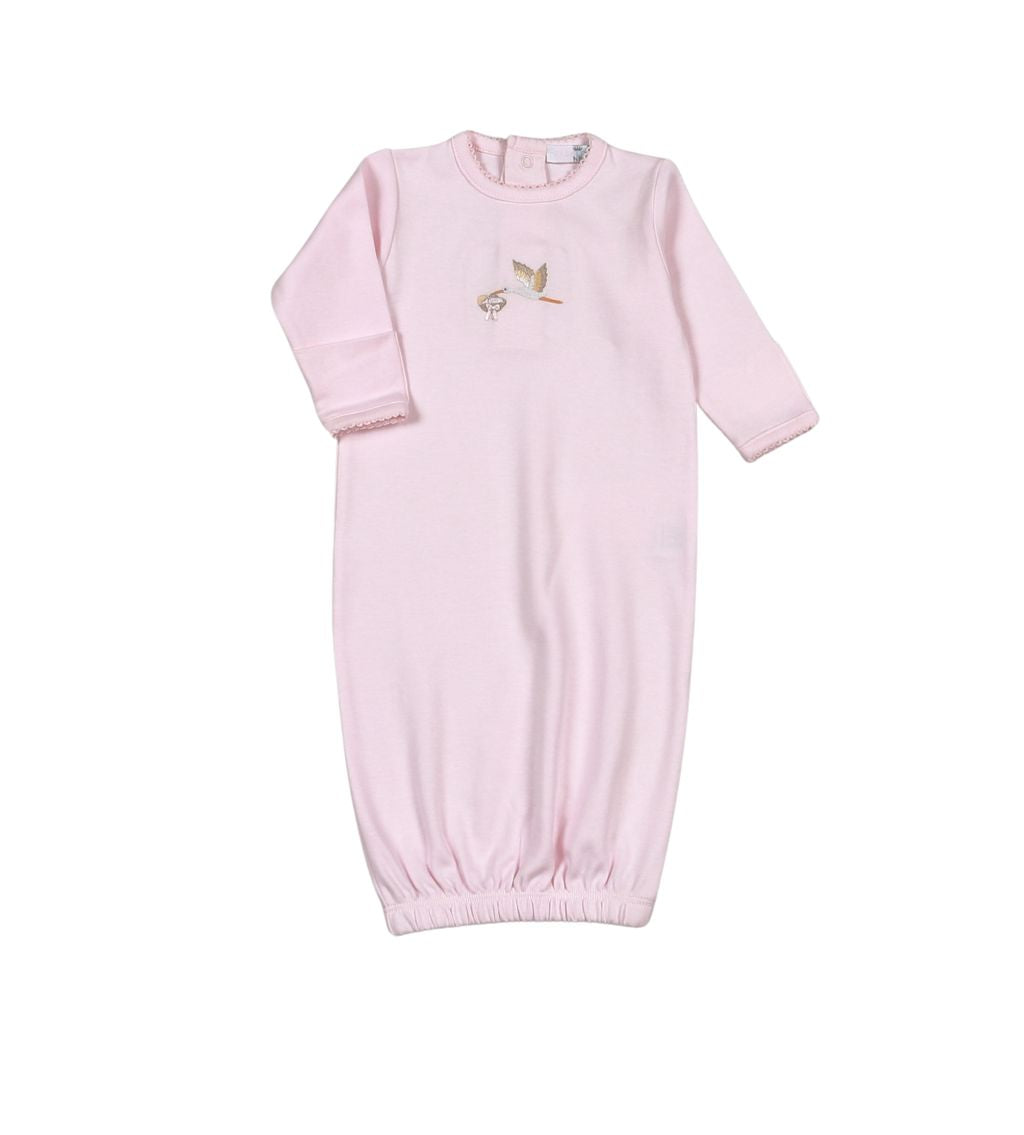 Pink Welcome Baby Hand Embroidered  Gown