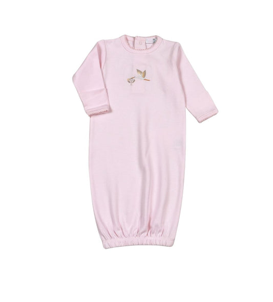 Pink Welcome Baby Hand Embroidered  Gown