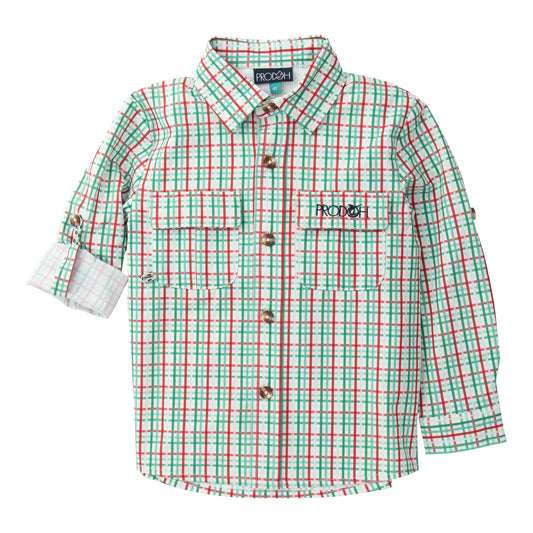 Boys' Long Sleeve Founders Kids Fishing Shirt- Holiday Plaid