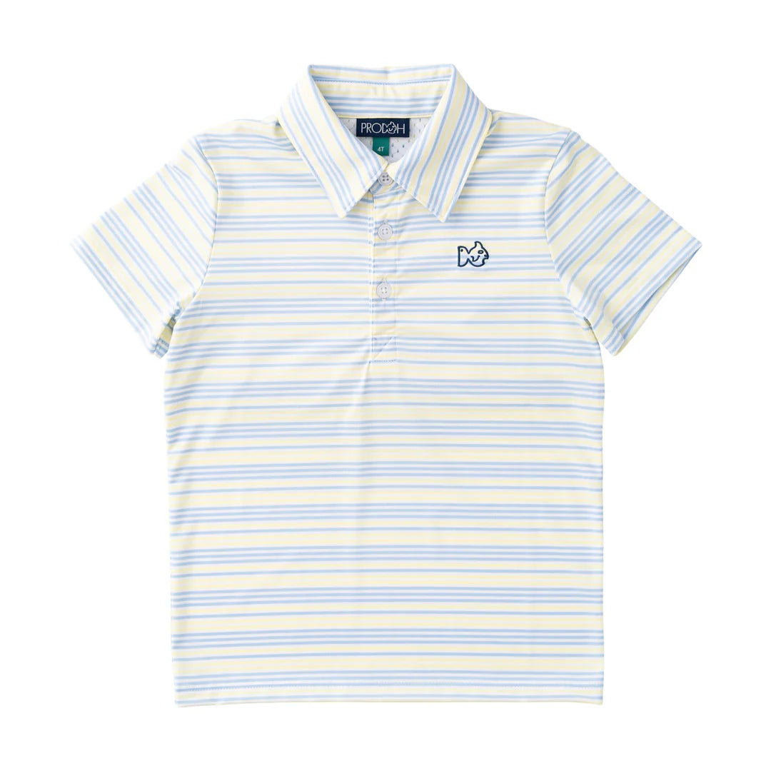 Boys' Short Sleeve Pro Performance Polo - Yellow Pear Windsurfer Stripe