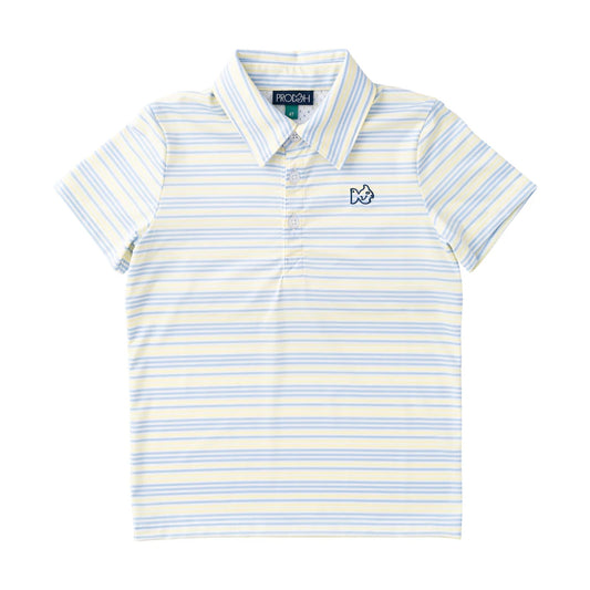 Boys' Short Sleeve Pro Performance Polo - Yellow Pear Windsurfer Stripe