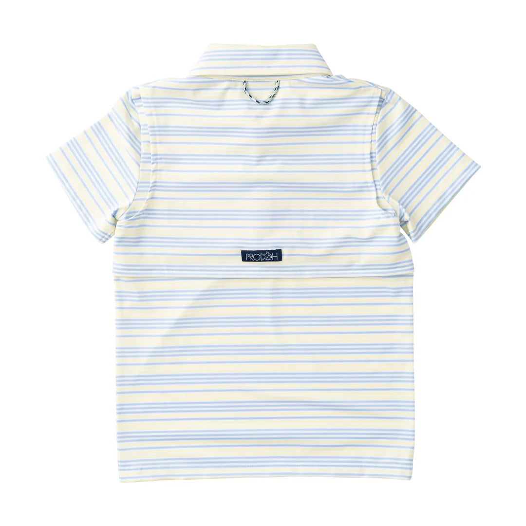 Boys' Short Sleeve Pro Performance Polo - Yellow Pear Windsurfer Stripe