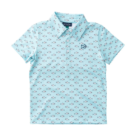 Boys' Short Sleeve Pro Performance Polo - African Pompano Fish Print