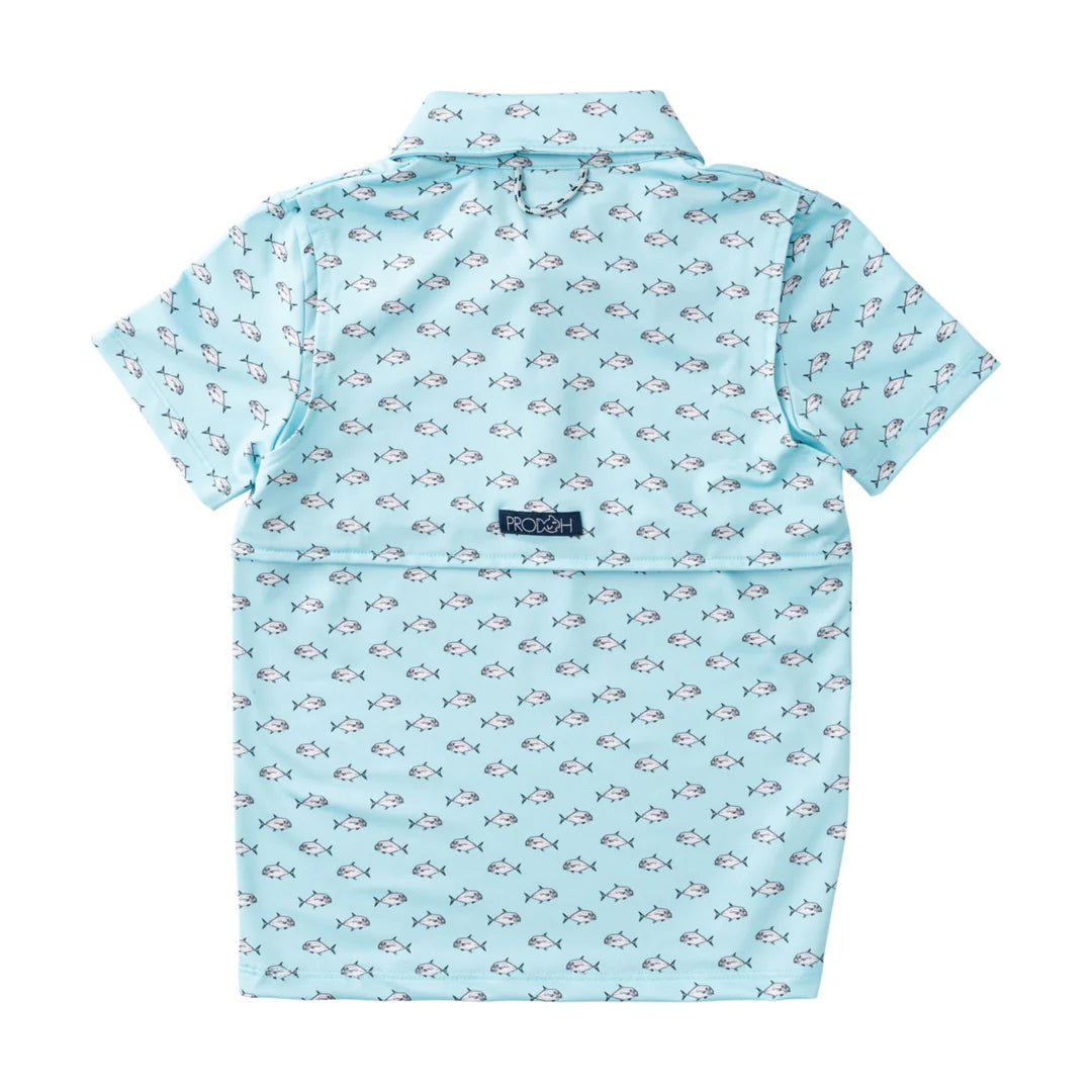 Boys' Short Sleeve Pro Performance Polo - African Pompano Fish Print