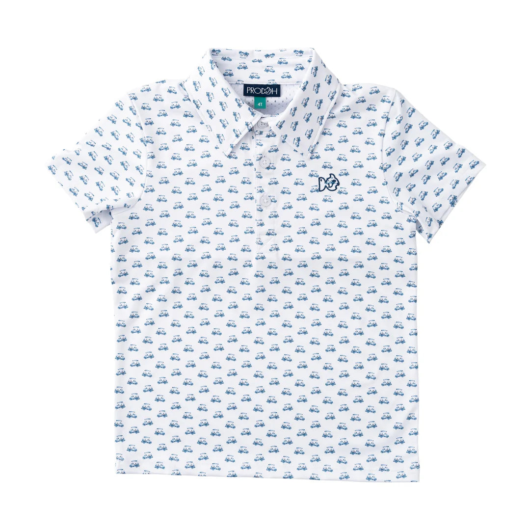 Boys' Short Sleeve Pro Performance Polo - Golf Cart Print