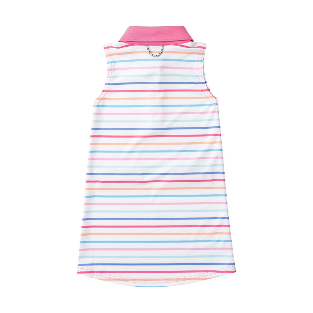 Girls' Sleeveless Pro Performance Polo Dress Sunset Stripe