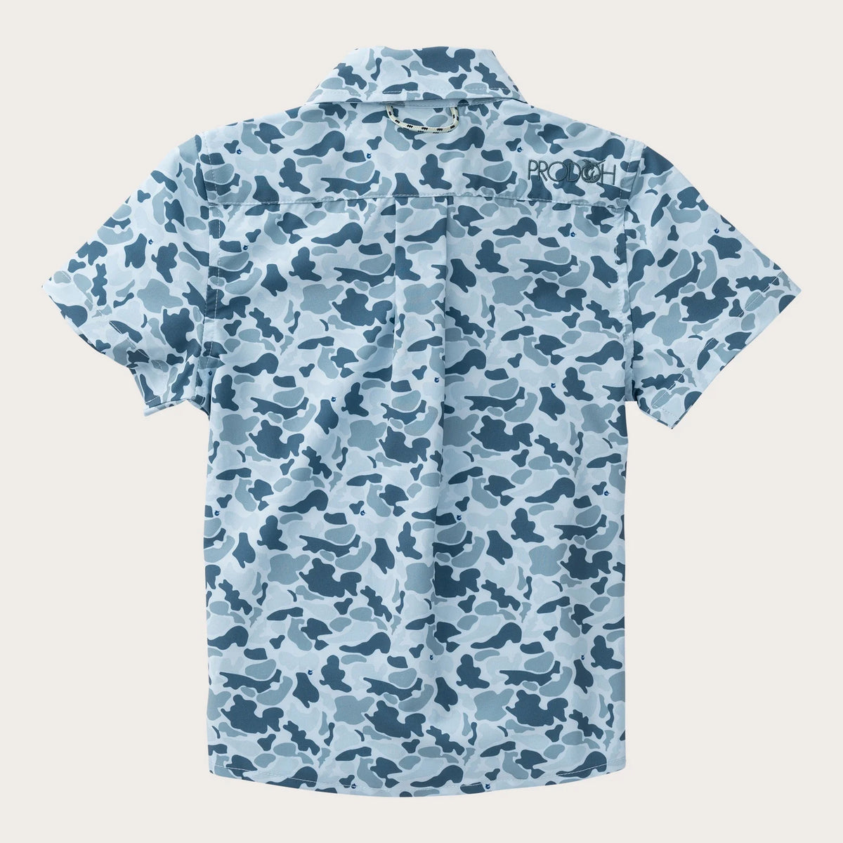 Boys' Short Sleeve Button Down Shirt in Cool Blues Break Point Camo