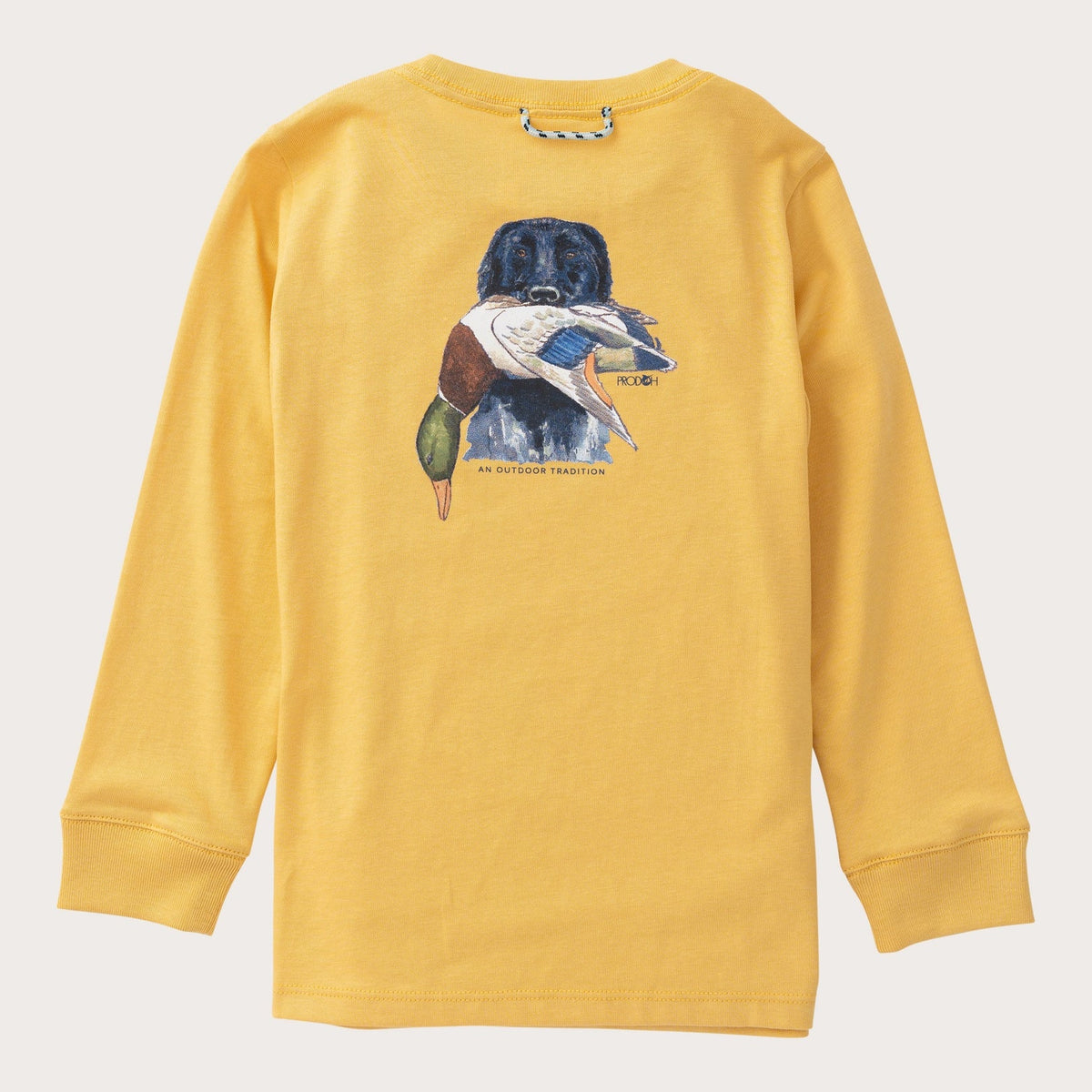 Boys' Long Sleeve Cotton T-shirt in Ochre Duck Hunting Dog Art
