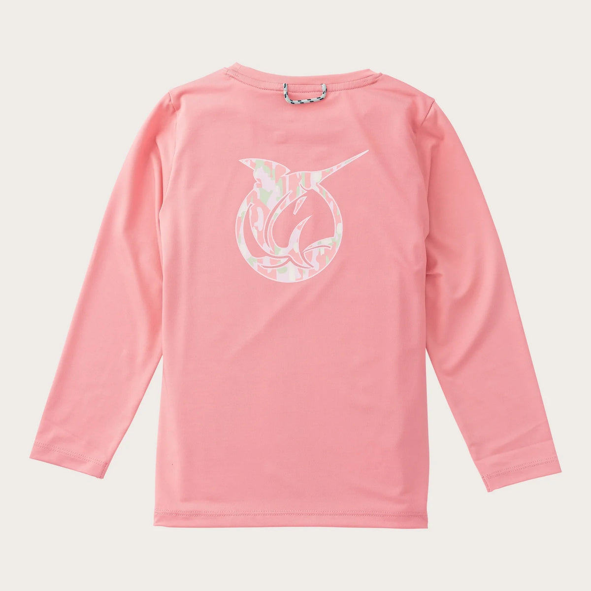 Girls' Pro Performance Long Sleeve T-shirt in Geranium Pink Camo Logo