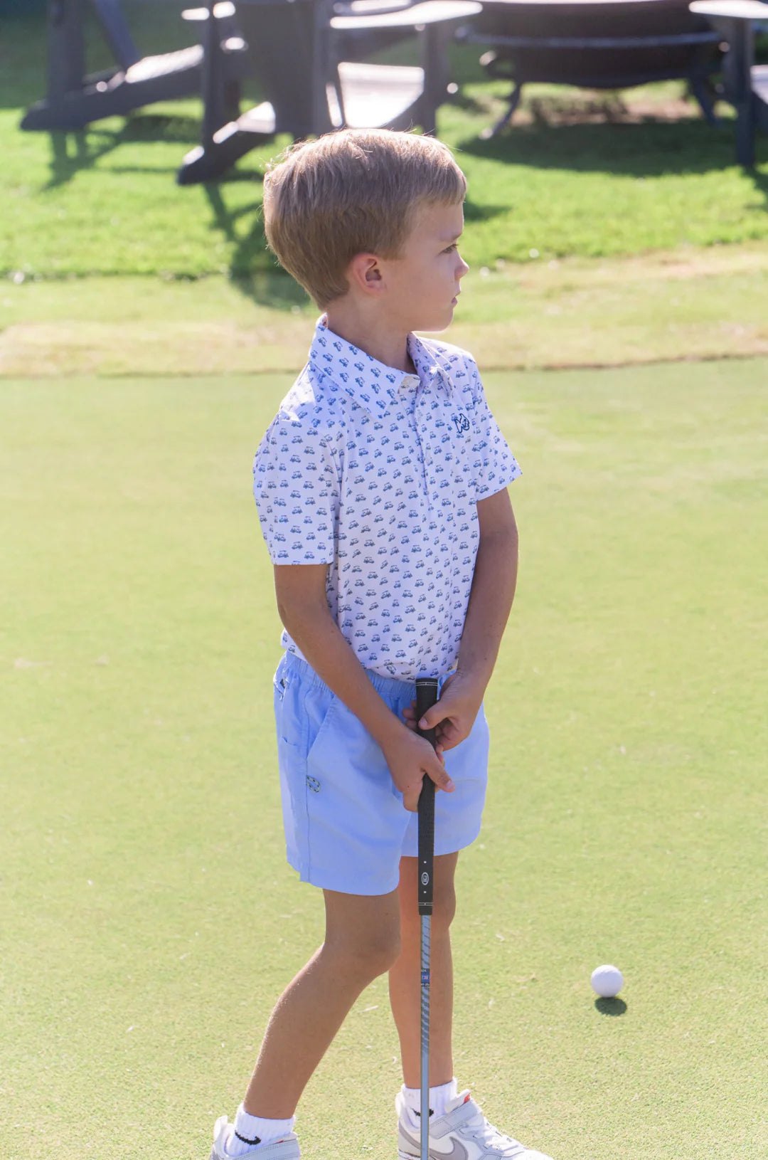 Boys' Short Sleeve Pro Performance Polo - Golf Cart Print